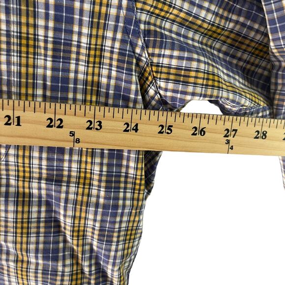 Eddie Bauer Men's Size Large Plaid Blue Yellow Long Sleeve Button Up - Picture 6 of 7